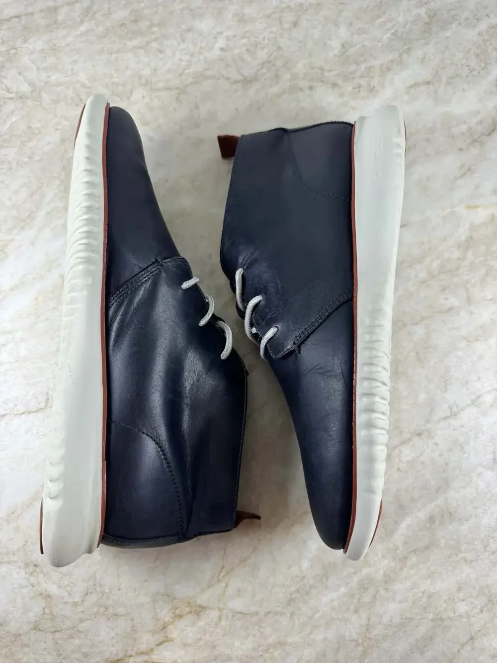 Cole Haan 2.Zerogrand Chukka Boots Navy Leather Sneaker Boots Men’s New Laces